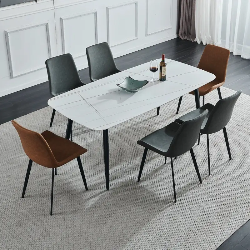 Dining Room Set Marble Top Dining Table With Metal Legs Dining Table Set 6 Seater — image 5