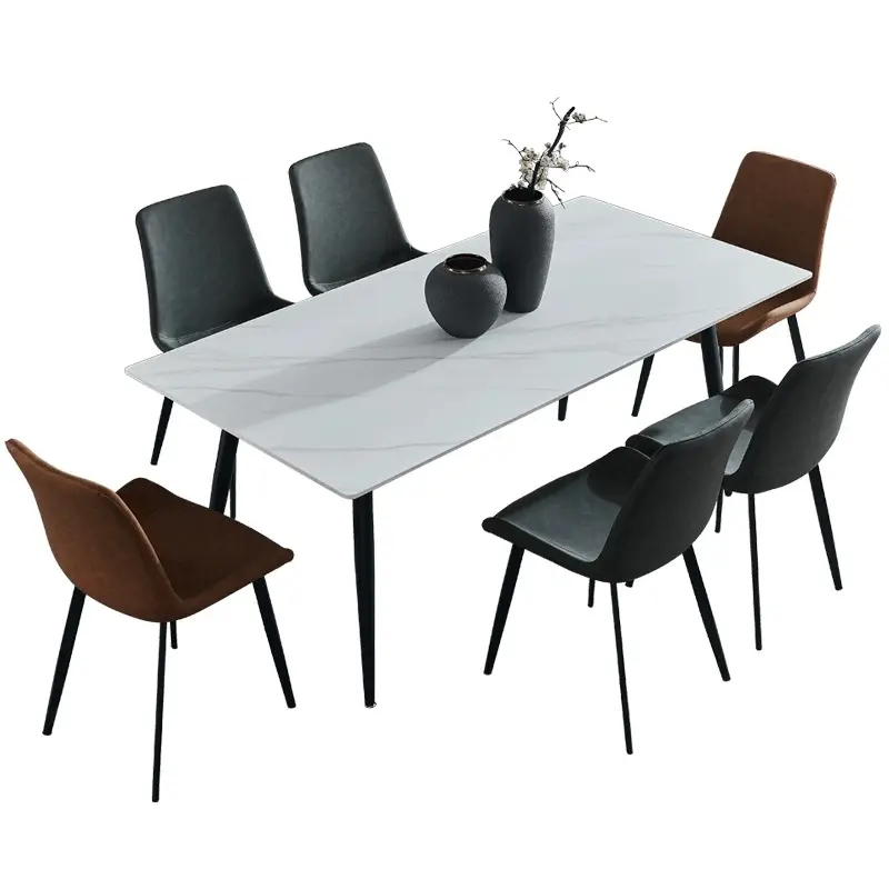 Dining Room Set Marble Top Dining Table With Metal Legs Dining Table Set 6 Seater — image 6