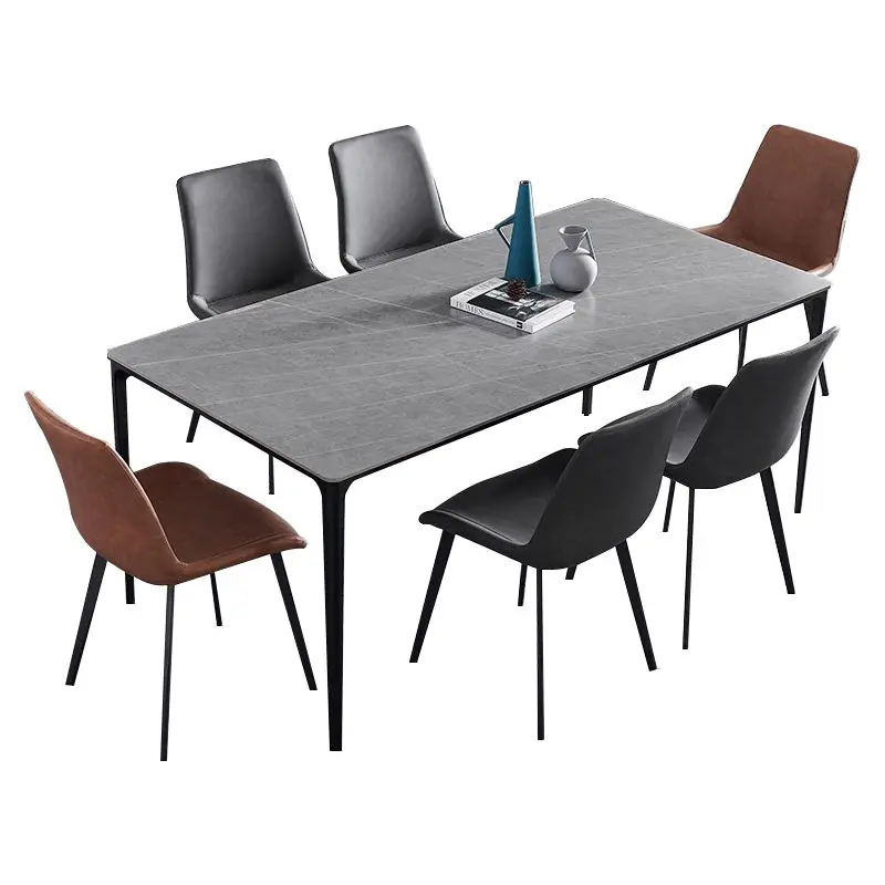 Nordic Modern Minimalist Marble Rectangular Dining Table With Aluminum Frame — image 6
