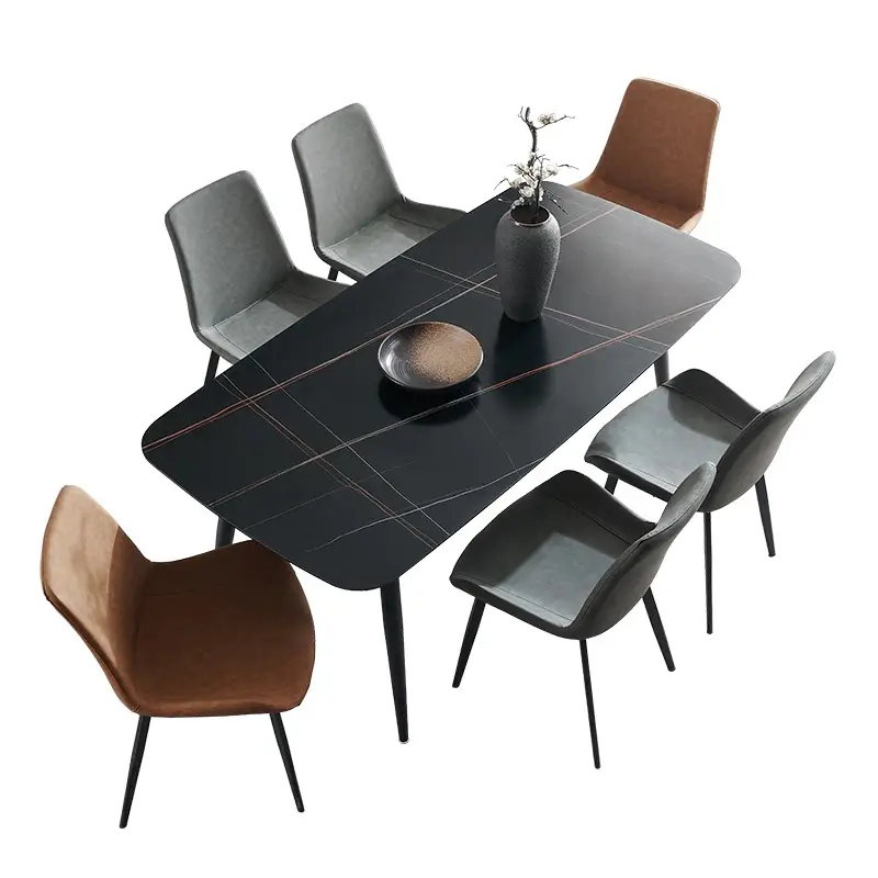 Dining Room Set Marble Top Dining Table With Metal Legs Dining Table Set 6 Seater — image 7