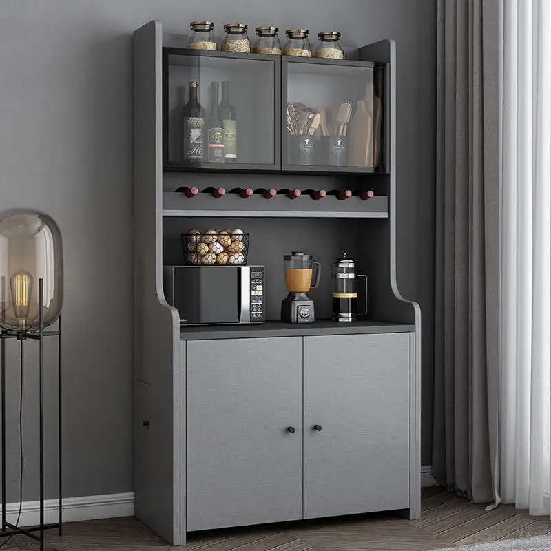 Modern Dining Room Furniture Sets Wood Dinner Table with Wine Cabinet and Sideboard Adjustable Extendable Dining Table Set — image 2