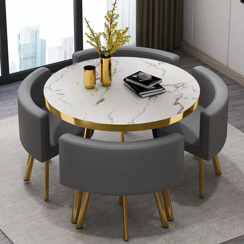 Wholesale Modern Dining Table Chatting Cheap 4 Chairs Dining Room Table Set Modern Classic Dining Table Set — view 1