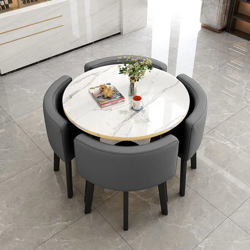 Wholesale Modern Dining Table Chatting Cheap 4 Chairs Dining Room Table Set Modern Classic Dining Table Set — image 3