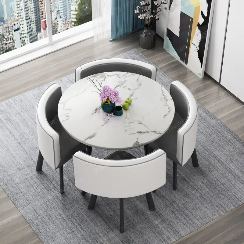 Wholesale Modern Dining Table Chatting Cheap 4 Chairs Dining Room Table Set Modern Classic Dining Table Set — image 4
