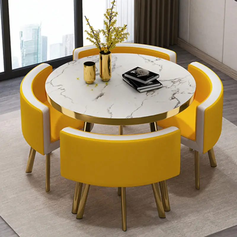 Wholesale Modern Dining Table Chatting Cheap 4 Chairs Dining Room Table Set Modern Classic Dining Table Set — image 5