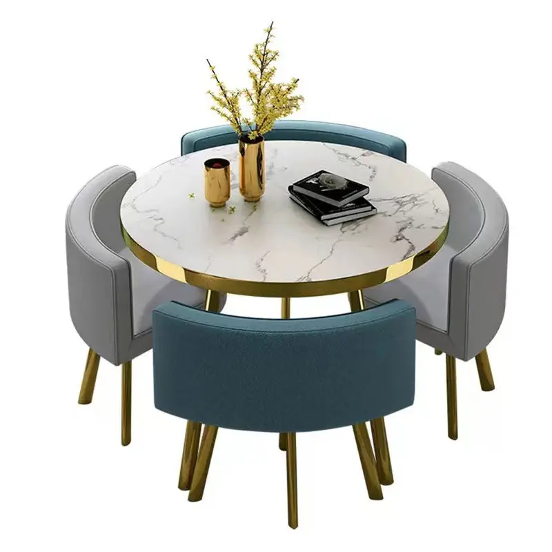Wholesale Modern Dining Table Chatting Cheap 4 Chairs Dining Room Table Set Modern Classic Dining Table Set — image 7