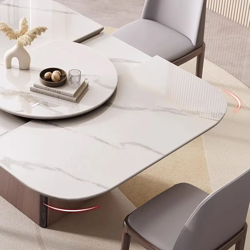 Modern Luxury Design Marble Top Dining Table 4 6 Chairs Set Dining Room Furniture Folding Table and Chairs for Dining Room — image 6