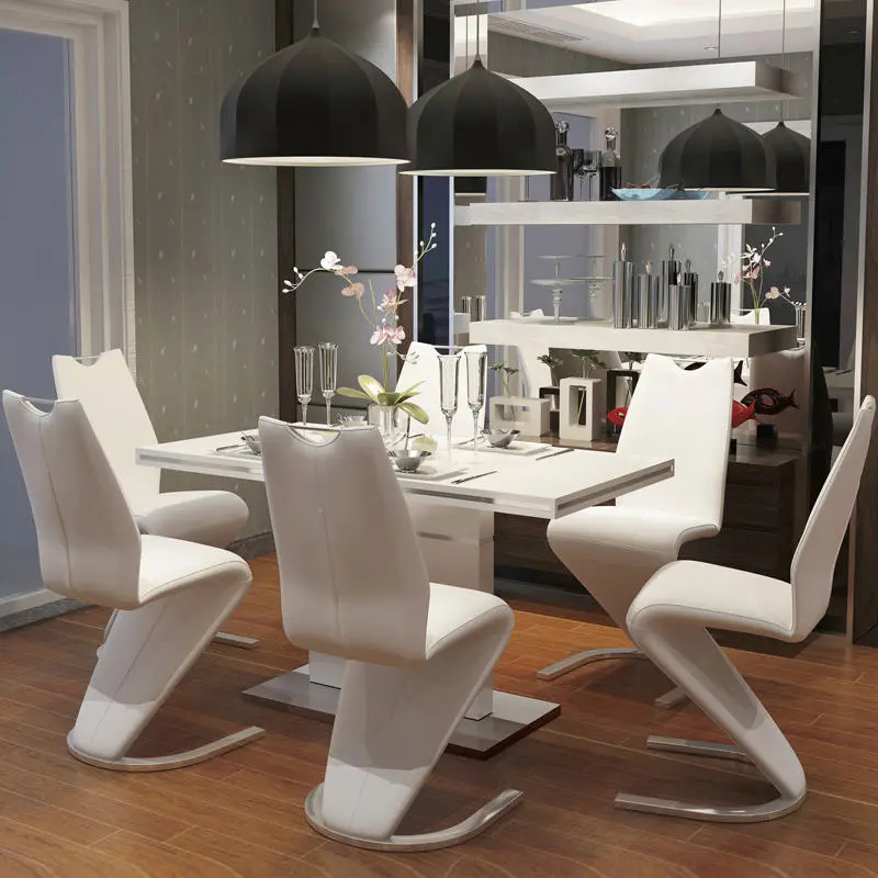 Dining Tables and Chairs Set for Dining Room Modern Tempered Glass Extending square Dining Table Set 6 Chairs — image 5