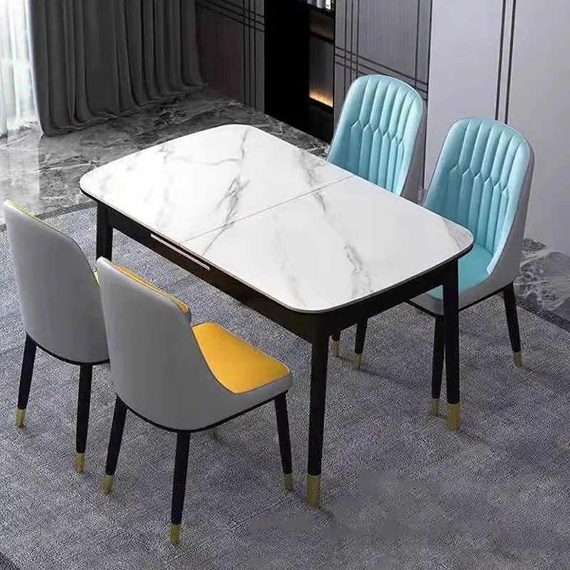 Luxury Wooden Dining Table With Marble Top Square Modern Dining Table — image 3