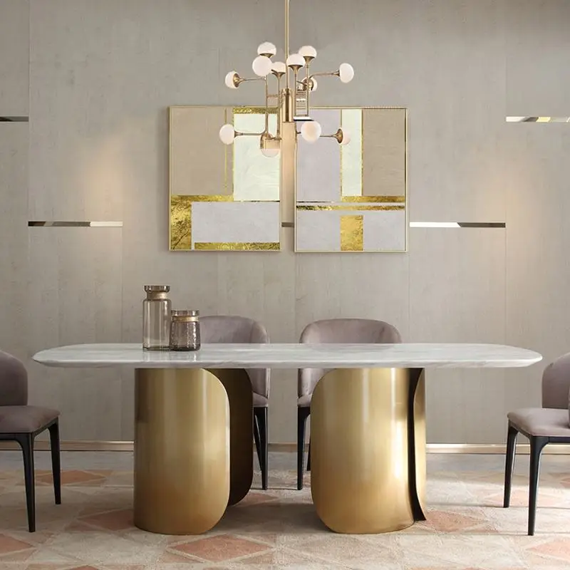Luxurious Dining Room Sets 8 Chairs Table Furniture Luxury Marble Top Dining Tables with Chairs Modern 10 Seater Dining Tables — image 3