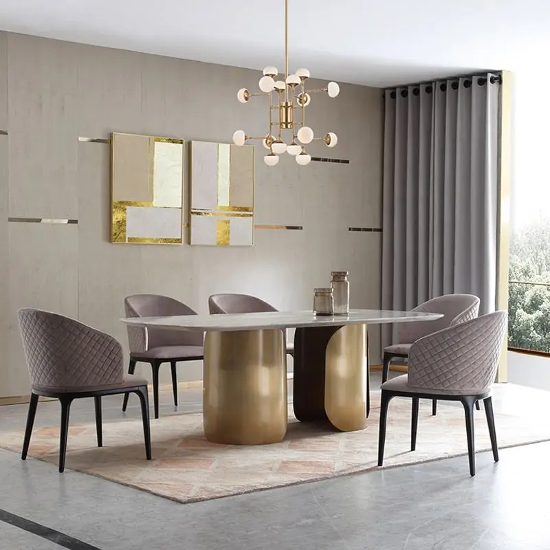 Luxurious Dining Room Sets 8 Chairs Table Furniture Luxury Marble Top Dining Tables with Chairs Modern 10 Seater Dining Tables — image 5