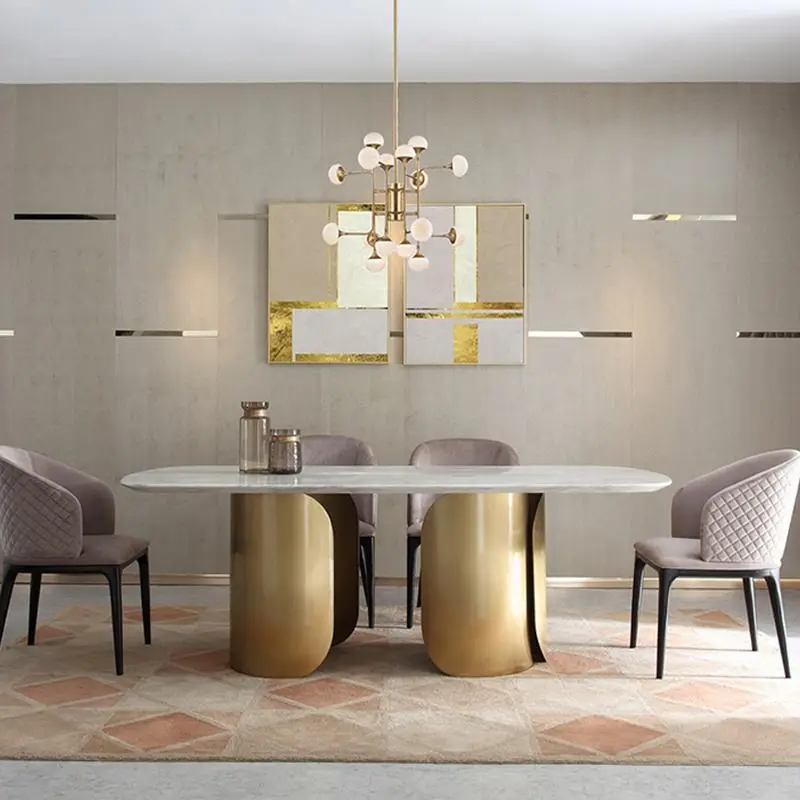 Luxurious Dining Room Sets 8 Chairs Table Furniture Luxury Marble Top Dining Tables with Chairs Modern 10 Seater Dining Tables — image 6