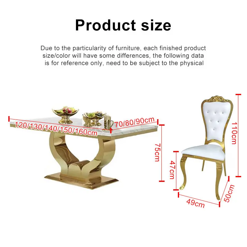 Stainless Steel Dinning Table Set Dining Base Chairs Marble Modern New Luxury 6 Style Living House Packing Room — image 7