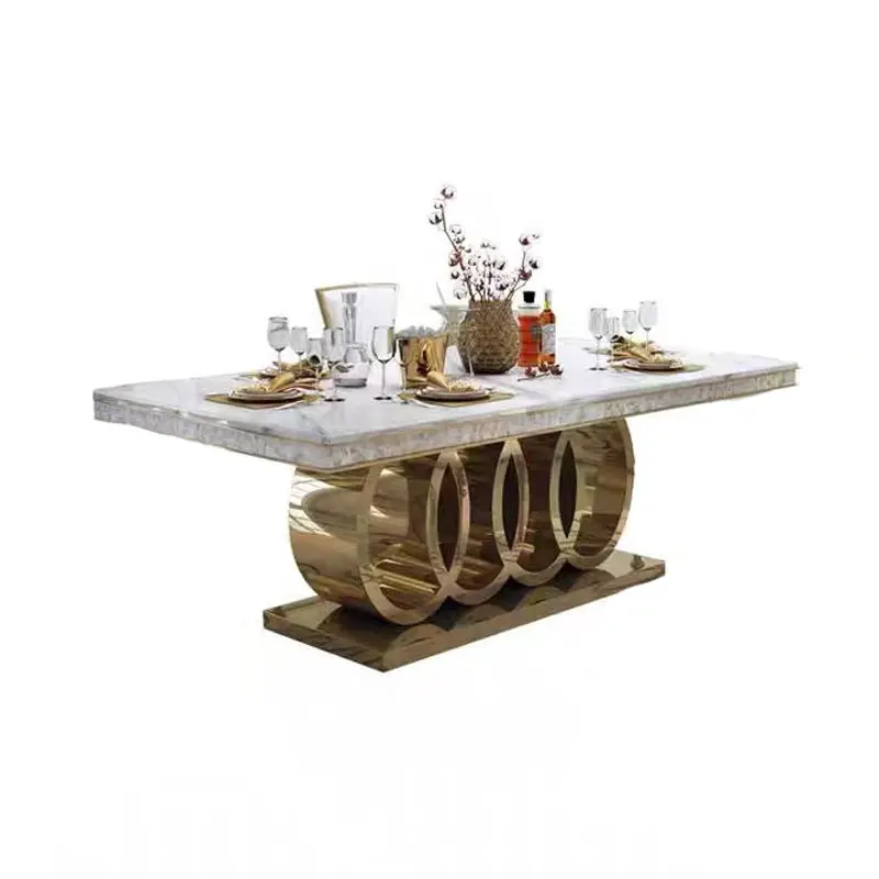 Modern Luxury Rectangular Marble Top Dining Table Set 4 Seater 6 8 Chairs Dining Room Furniture Dining Table Set — image 7