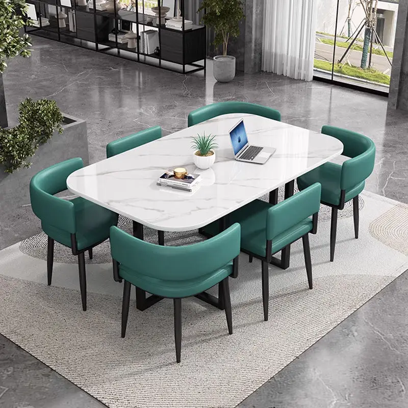 Minimalist Marble Top Dinning Table 6 Seater Modern Restaurant Home Dining Room and Chairs Sets — image 2
