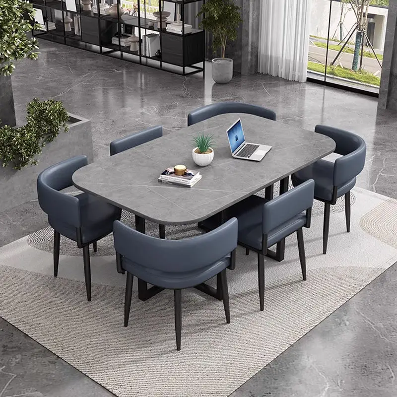 Minimalist Marble Top Dinning Table 6 Seater Modern Restaurant Home Dining Room and Chairs Sets — image 4