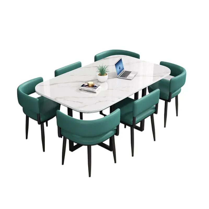 Minimalist Marble Top Dinning Table 6 Seater Modern Restaurant Home Dining Room and Chairs Sets — image 5