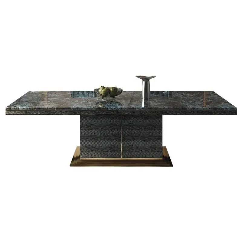 High Quality Dining Room Furniture Luxury Natural Marble Dining Table Set Fashion Design Dining Table and 6 Chairs — image 6
