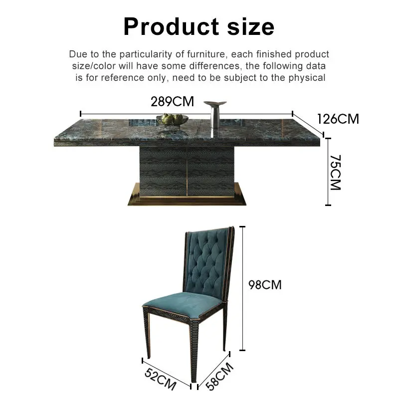 High Quality Dining Room Furniture Luxury Natural Marble Dining Table Set Fashion Design Dining Table and 6 Chairs — image 7