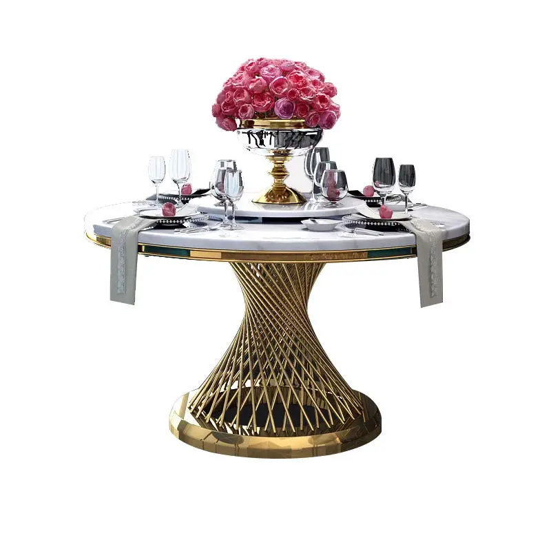 Nordic Style Modern Dining Room Set Luxury Design Home Furniture Marble Top Dining Table With Metal Leg — image 6