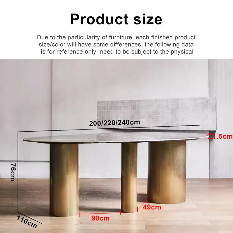 Luxury Stainless Steel & Marble Elliptical Dining Table Set with Chairs Modern Design Hotel Use Customizable Size — image 6