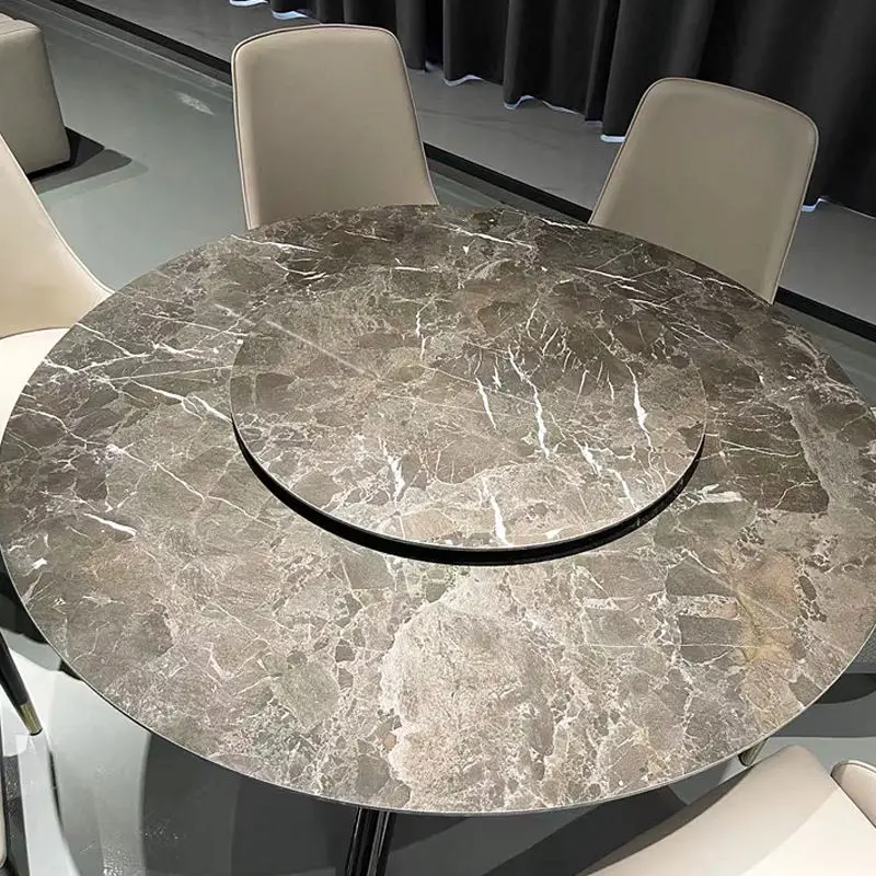 Home Furniture Modern Convertible Luxury Round Marble Dining Table Set with Chairs for Hotel & Apartment Use — image 3