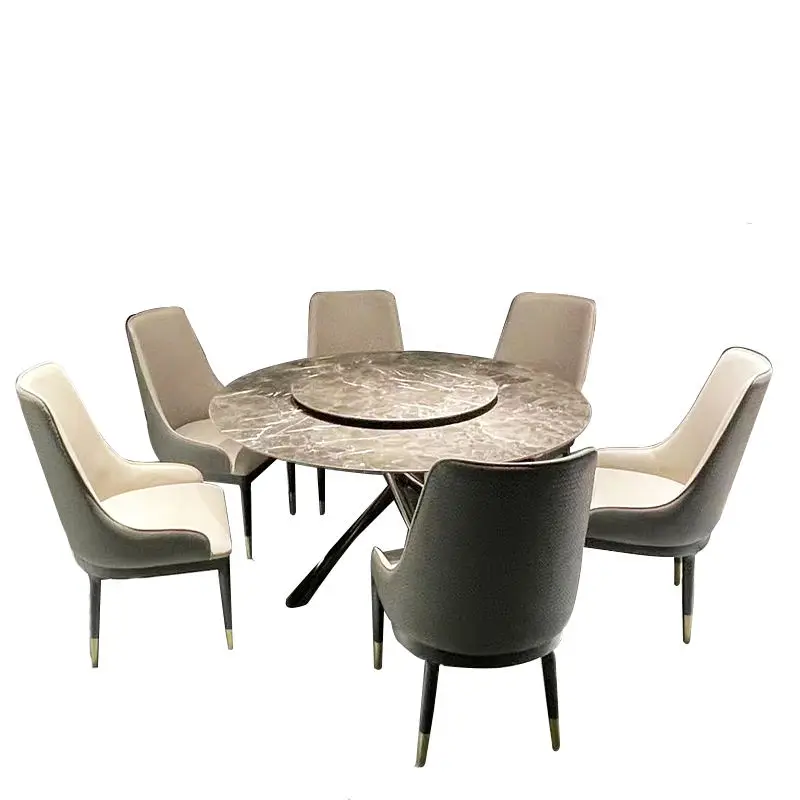 Home Furniture Modern Convertible Luxury Round Marble Dining Table Set with Chairs for Hotel & Apartment Use — image 6