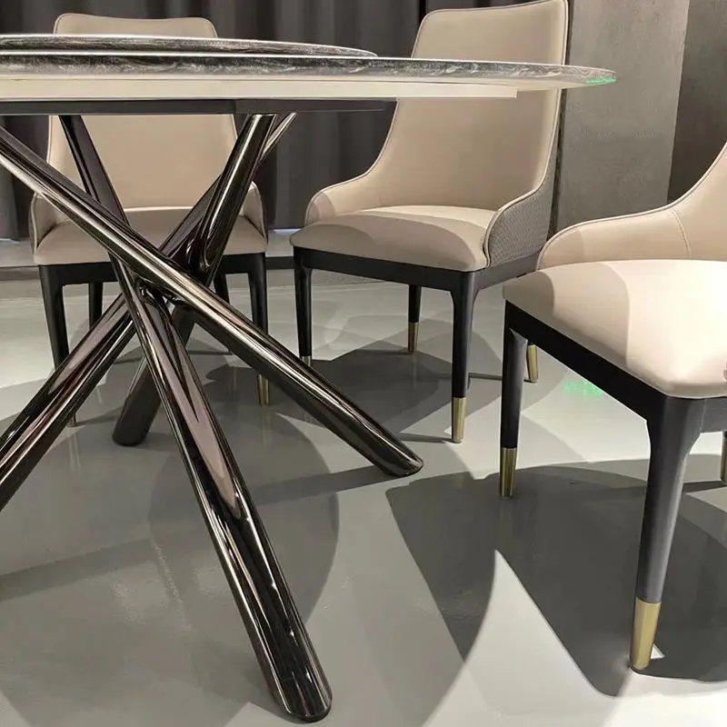 Home Furniture Modern Convertible Luxury Round Marble Dining Table Set with Chairs for Hotel & Apartment Use — image 7