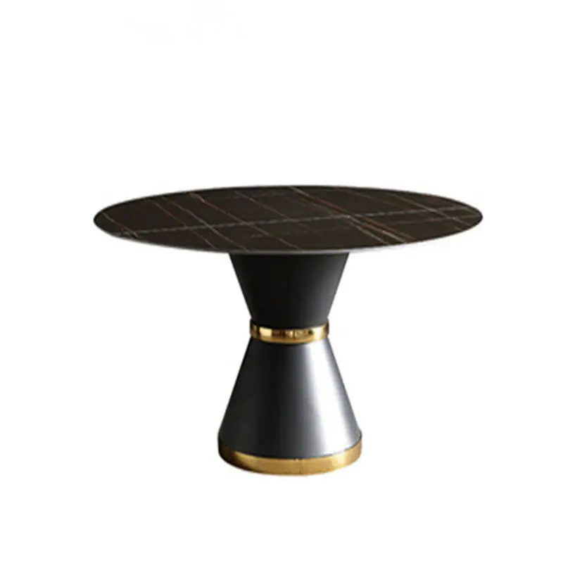 Hot Modern Marble Stainless Steel Round Dining Table 6 Chairs Dining Tables and Chairs Set — image 5