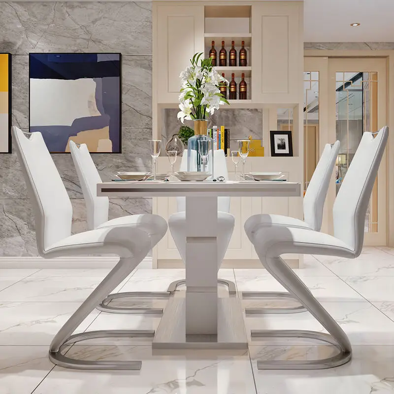 Modern Dining Table 6 Chairs and Marble Dining Table Set — image 3