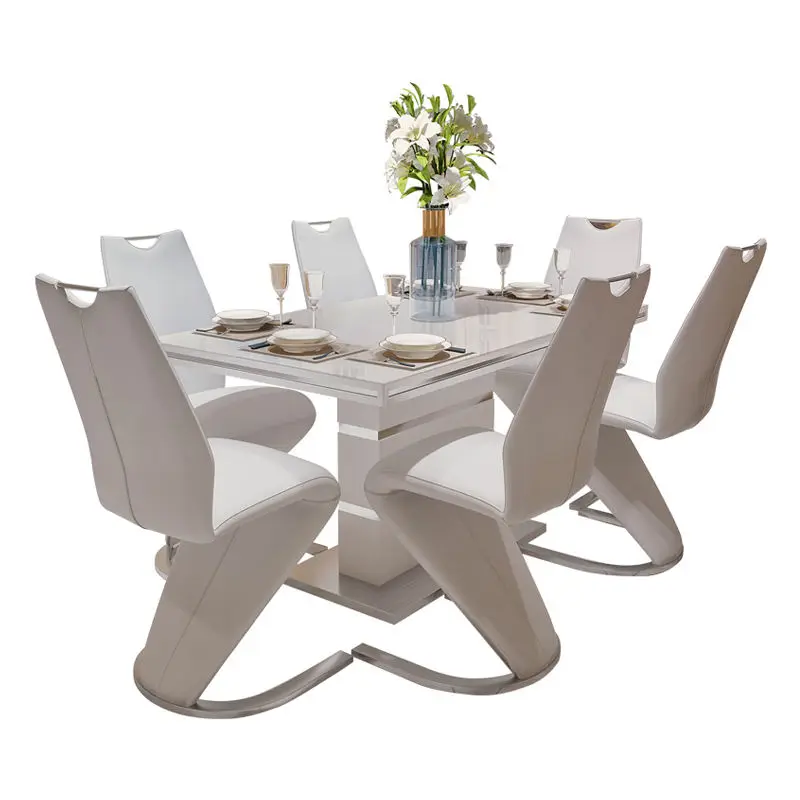 Modern Dining Table 6 Chairs and Marble Dining Table Set — image 5