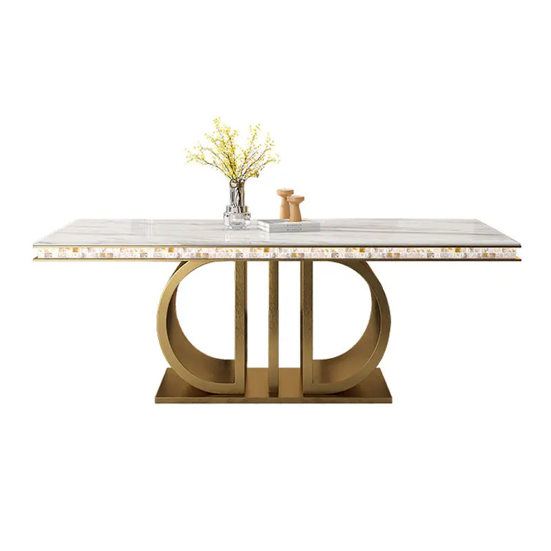 Modern Dining Table Set Luxury Rectangular Dining Room Table and Chair Dining Table Set Marble Top — image 6