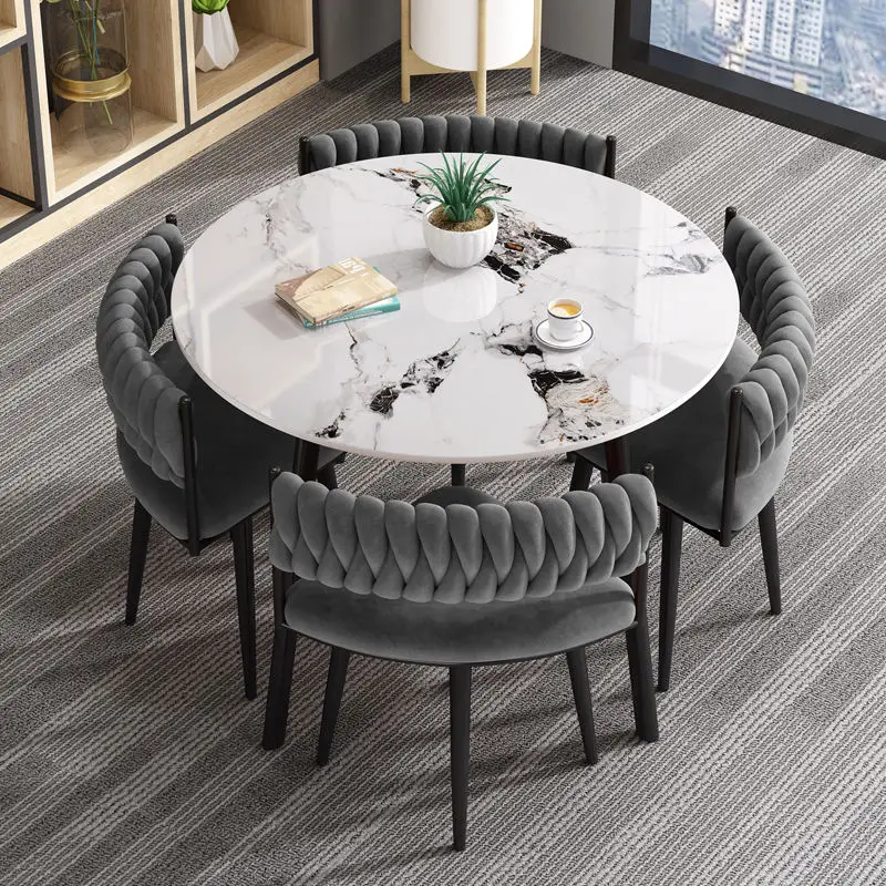 Minimalist Marble Top Dinning Table 4 Seater Modern Restaurant Furniture Home Dining Room and Chairs Sets — view 1