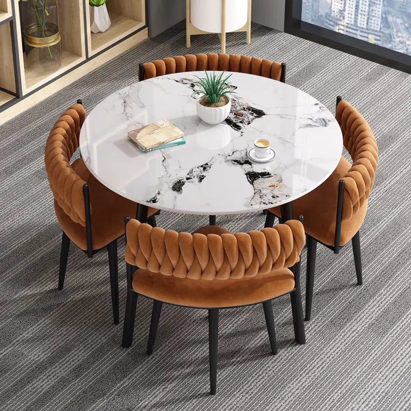 Minimalist Marble Top Dinning Table 4 Seater Modern Restaurant Furniture Home Dining Room and Chairs Sets — image 4