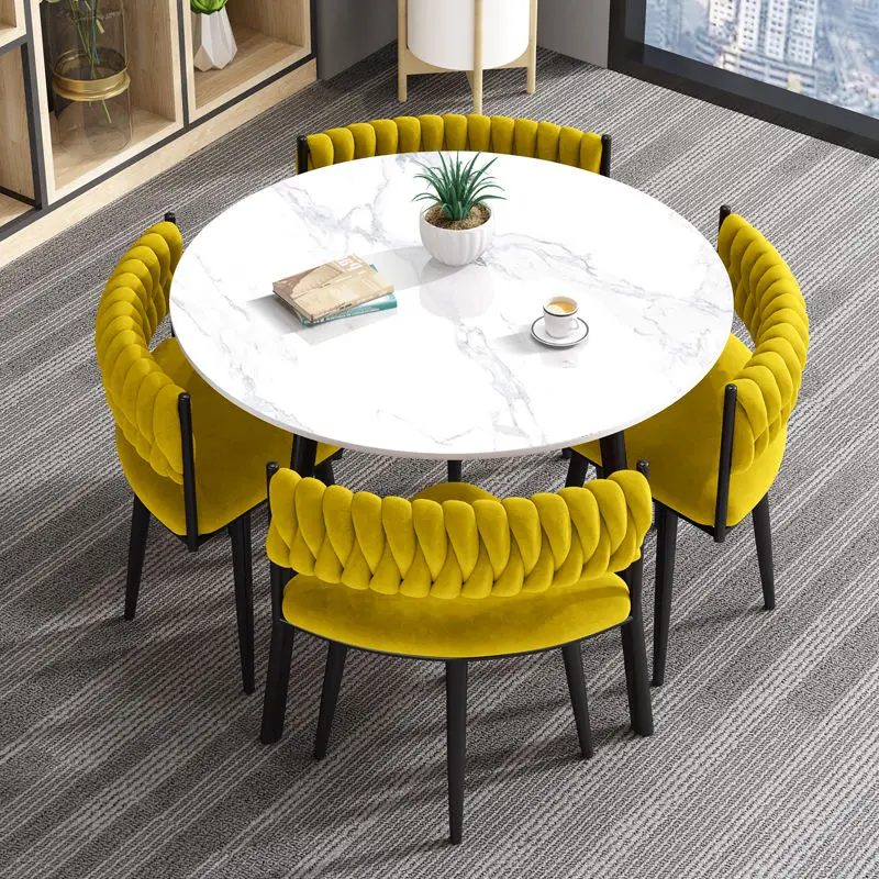 Minimalist Marble Top Dinning Table 4 Seater Modern Restaurant Furniture Home Dining Room and Chairs Sets — image 5
