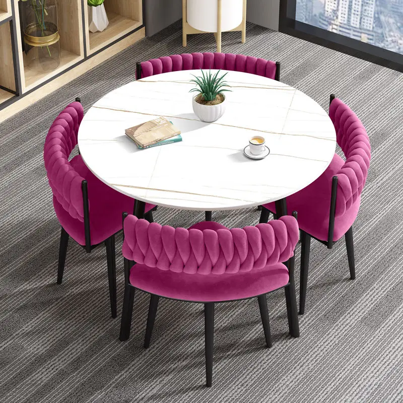 Minimalist Marble Top Dinning Table 4 Seater Modern Restaurant Furniture Home Dining Room and Chairs Sets — image 6