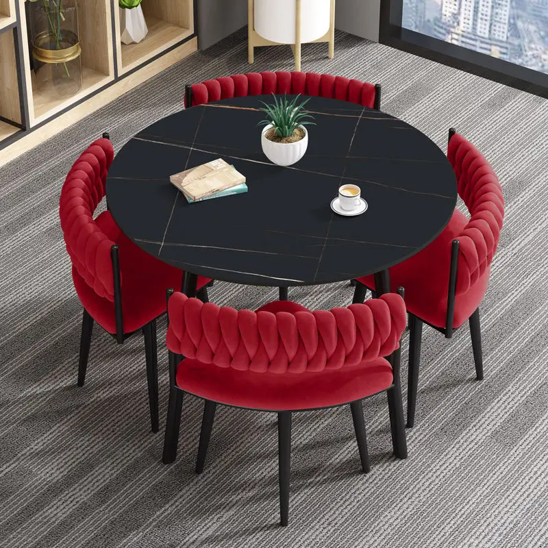 Minimalist Marble Top Dinning Table 4 Seater Modern Restaurant Furniture Home Dining Room and Chairs Sets — image 7