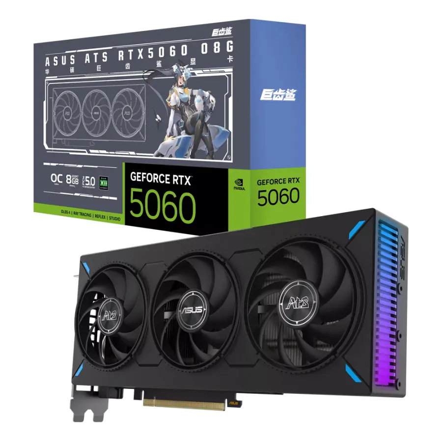 ASUS ATS RTX 5060 O8G Graphics Card NVIDIA Blackwell Architecture 4nm 8GB GDDR7 128 Bit Bus — view 1