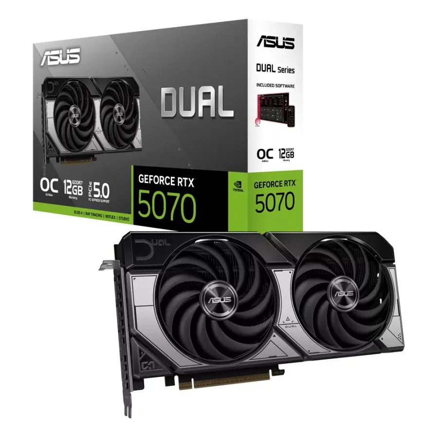 ASUS Dual GeForce RTX 5070 O12G 12GB GDDR7 OC Edition PCIe 5.0 Graphics Card — view 1