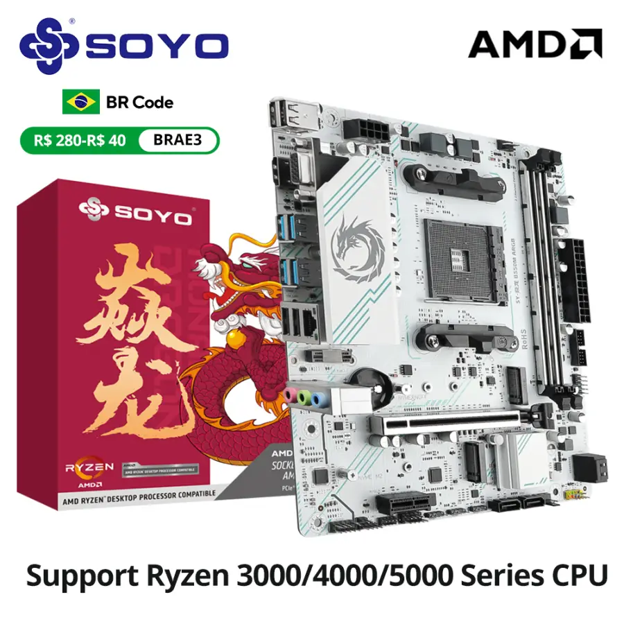 SOYO World Premiere AMD B550M Gaming Motherboard USB3.2 PCIE3.0 M.2 NVME Dual Channel DDR4 AM4 Socket supports Ryzen 570 — view 1