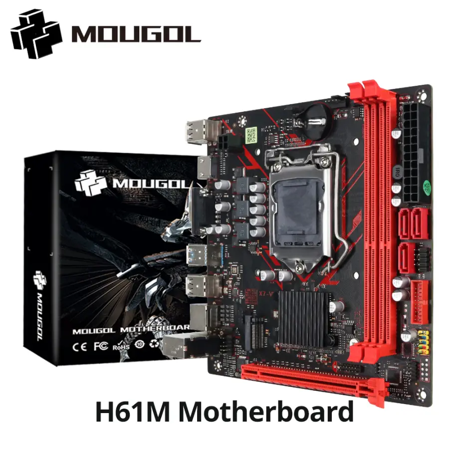 MOUGOL H61M Gaming Motherboard M.2 NVME PCIEx16 DVI Supports Dual-channel DDR3 RAM Intel Core 2/3 Gen CPU LGA1155 for De — view 1