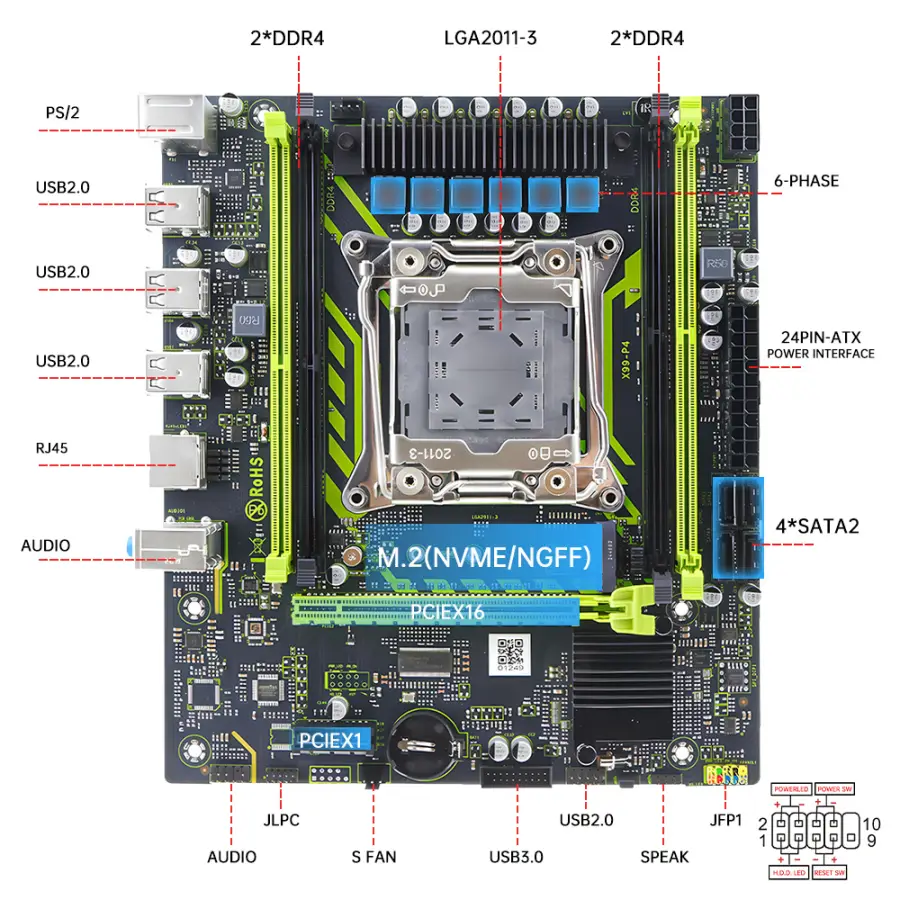 MOUGOL X99 Gaming Motherboard Set with Intel Xeon E5 2650 V4 & DDR4 16G*1 2133MHz Dual Channel RAM M.2 NVME for Desktop Host — image 5