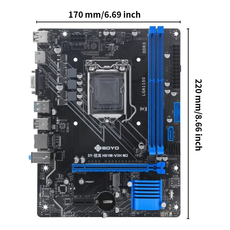 SOYO H81M Gaming Motherboard Dual Channel DDR3 M.2 NVME PCIEx16 HDMI VGA Interface LGA 1150 Supports Intel Core 4th Gen CPU — image 3