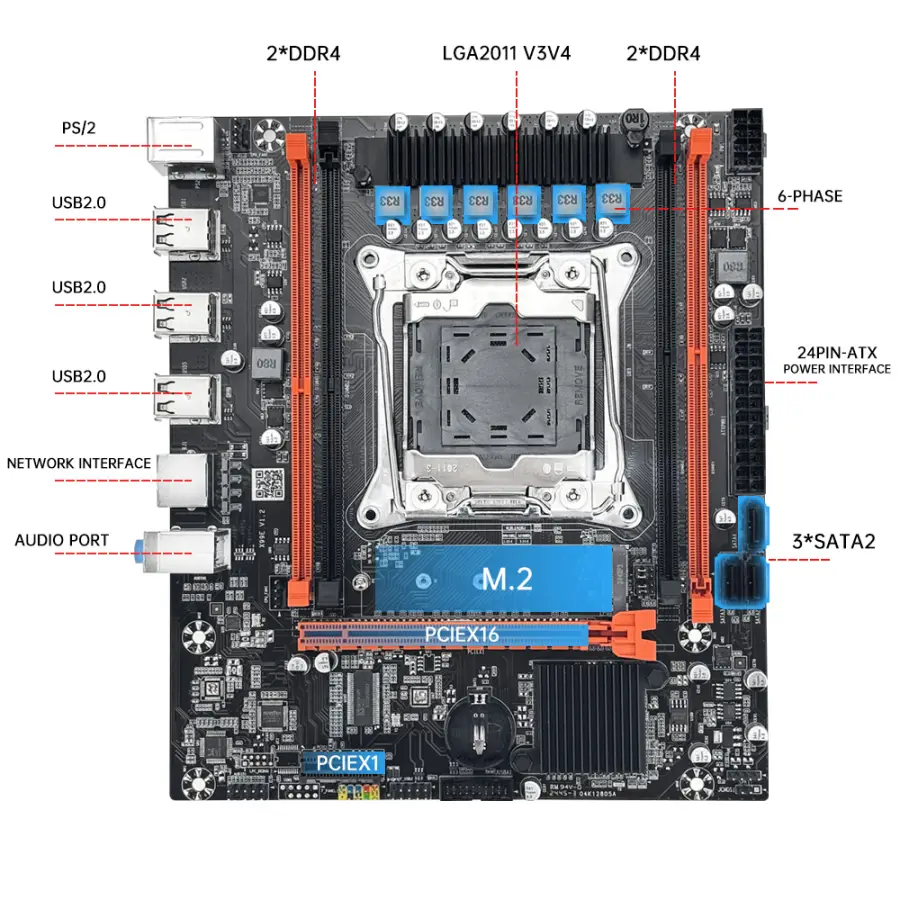 MOUGOL X99 Gaming Motherboard with 2650 V4 CPU Dual Channel DDR4 Memory PCIEx16 LGA2011-3 Support M.2 NVME for Desktop Computer — image 4