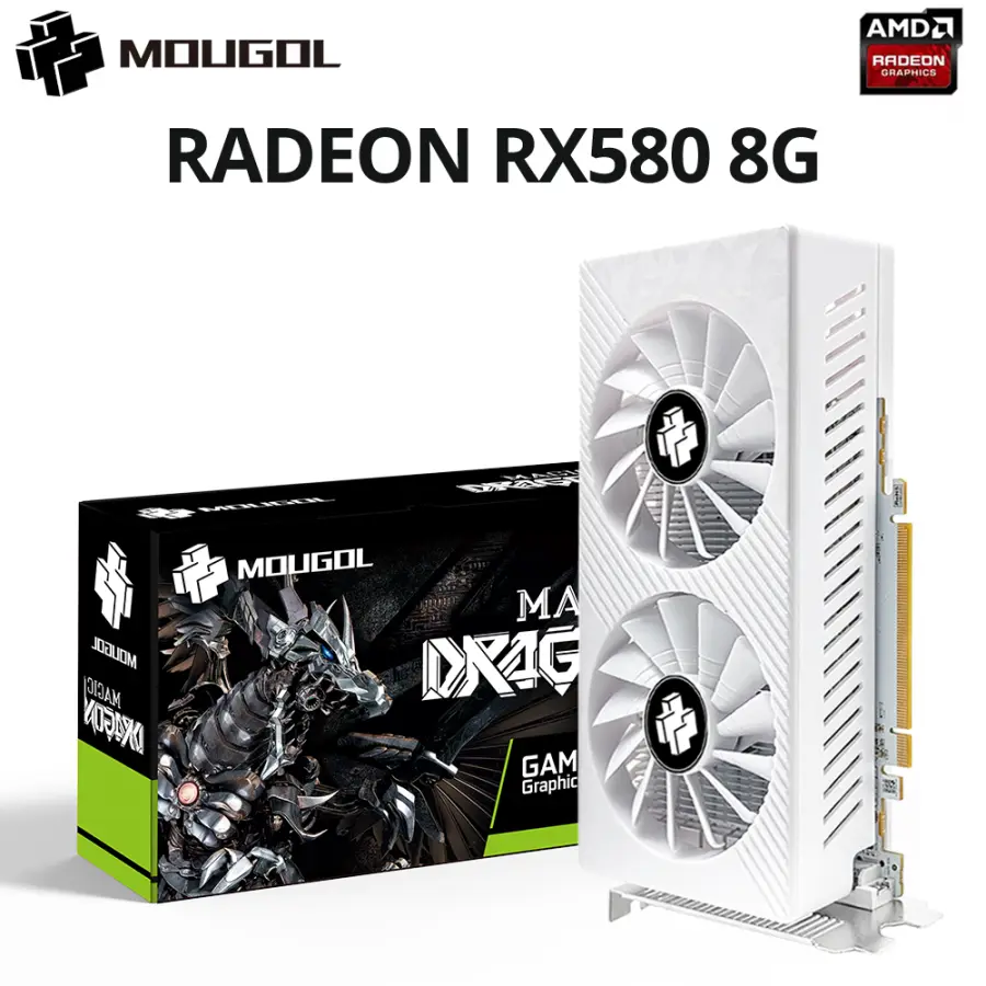 MOUGOL AMD Radeon RX580 8GB Graphics Card GDDR5 Memory 2048SP 256Bit PCI-E3.0x16 GPU DP DVI for Computer Gaming Video Ca — view 1