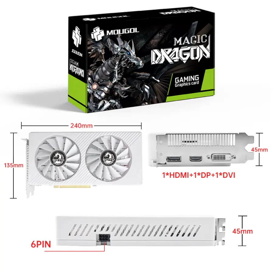 MOUGOL AMD Radeon RX580 8GB Graphics Card GDDR5 Memory 2048SP 256Bit PCI-E3.0x16 GPU DP DVI for Computer Gaming Video Card — image 6