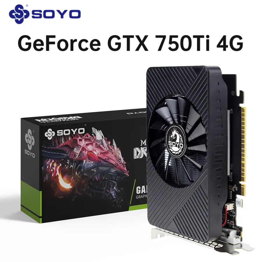 SOYO Geforce GTX 750Ti 4GB Graphics Card GDDR5 Memory GPU 128Bit PCI-E 3.0 VGA DVI Gaming Video Card for Computer Compon — view 1