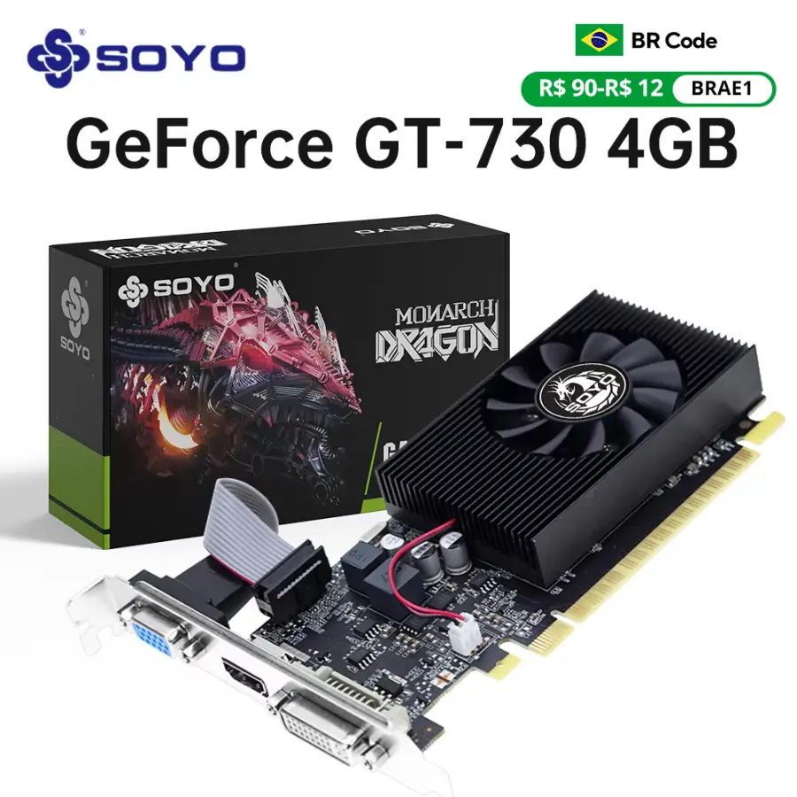 SOYO Geforce GT730 4GB Graphics Card GDDR3 GPU 128Bit HDMI-compatible VGA DVI PCI-E 3.0 Placa De Video for Desktop Compu — view 1