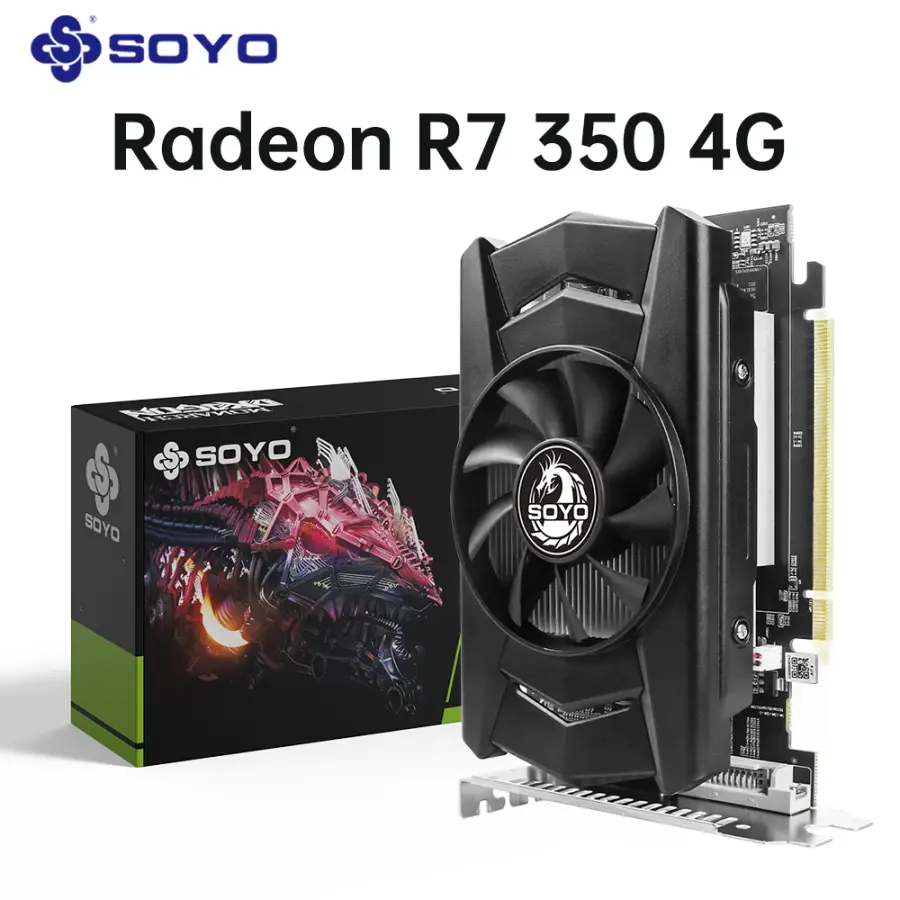 SOYO AMD Radeon R7 350 4GB Graphics Card DDR5 Memory 128Bit HDMI-compatible VGA DVI Video Card for Desktop Computer Comp — view 1
