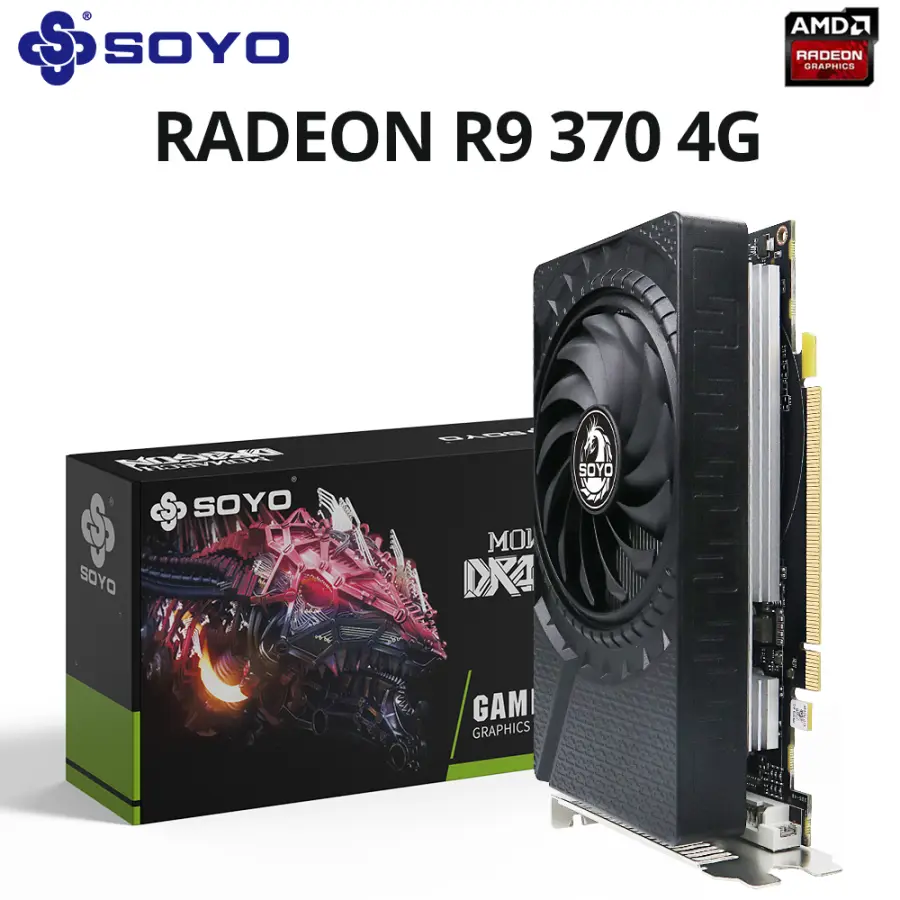 SOYO AMD Radeon R9 370 4G Graphics Card GDDR5 Video Memory 256Bit Gaming Card PCIE3.0x16 DP DVI for Desktop Computer Hos — view 1